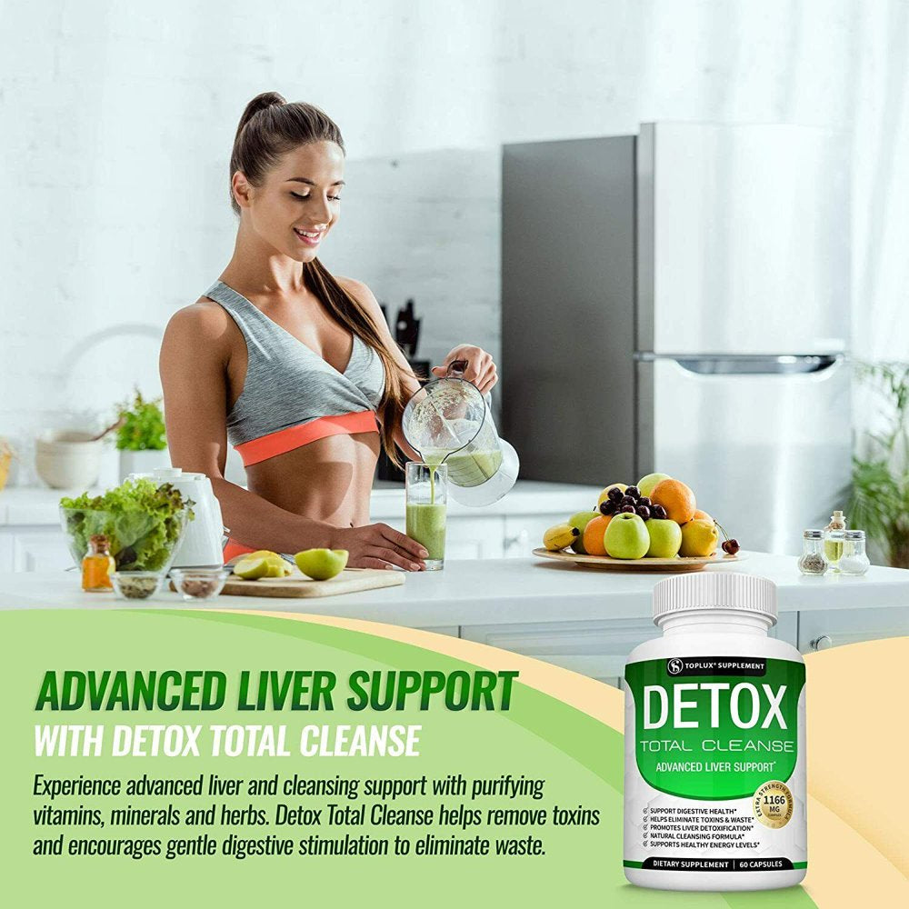 Liver Cleanse Detox Colon & Repair Formula +22 Herbs Support 5 Days Fast-Acting 60 Capsules