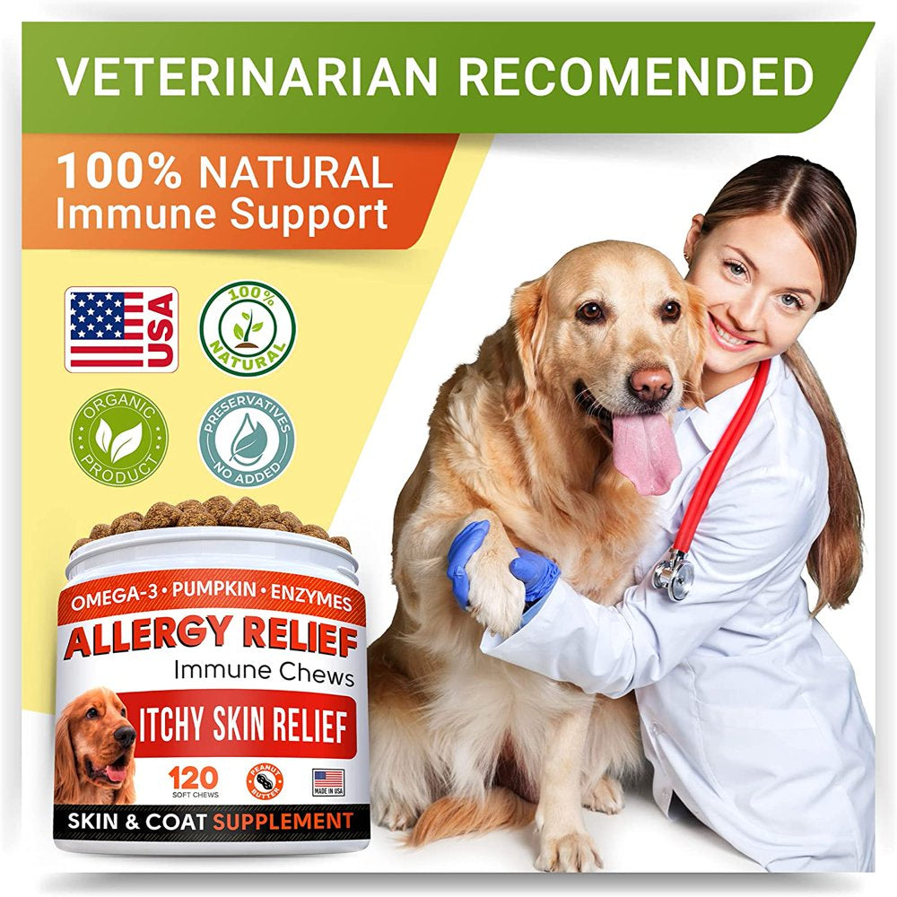 Strellalab Allergy Relief, Immune Chews, for Dogs, Peanut Butter, 120 Soft Chews, 9.3 Oz (264 G)