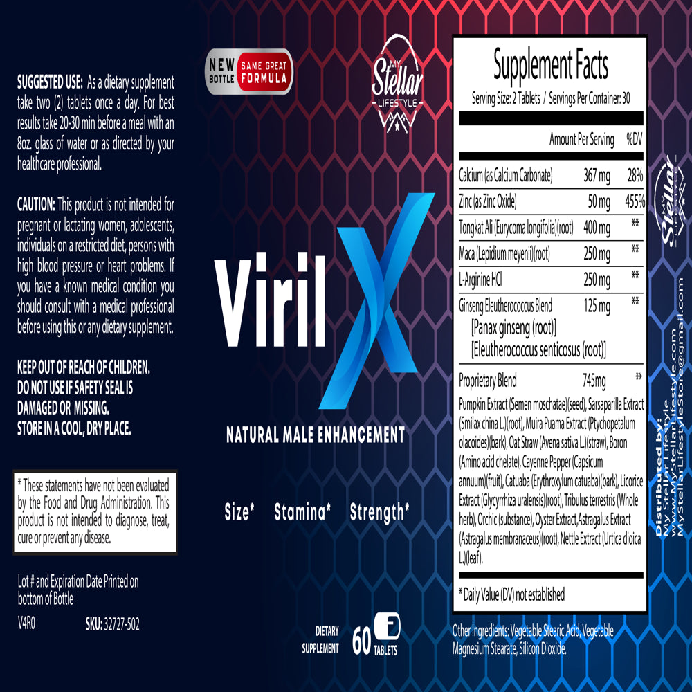 12 Pack Viril X, Performance Booster for Men, Increases Blood Flow & Stamina-60 Tablets X12