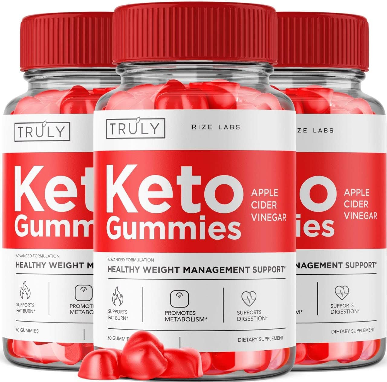 (3 Pack) Truly Keto ACV Gummies Truly Apply Cider Vinegar for Belly 1000 Mg (180 Gummies)