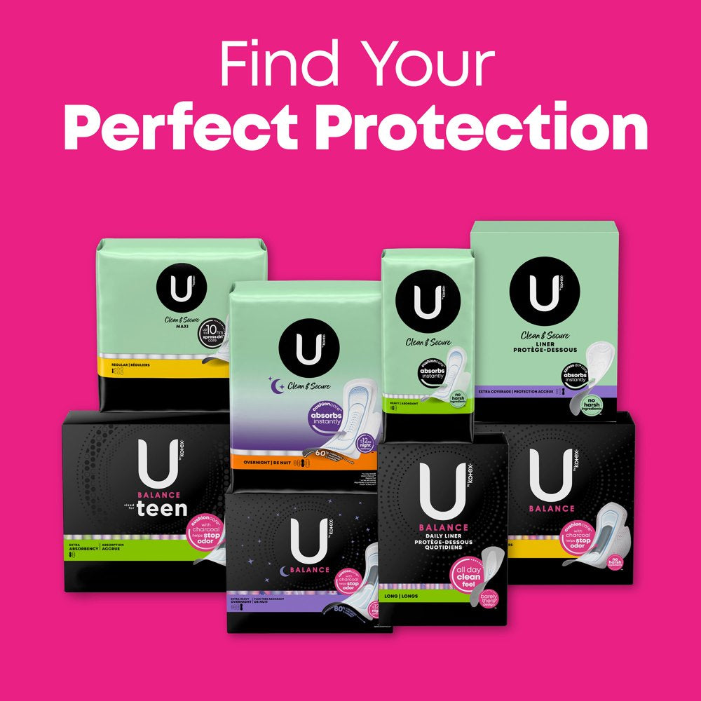 U by Kotex Balance Ultra Thin Pads with Wings, Regular Absorbency, 50 Count