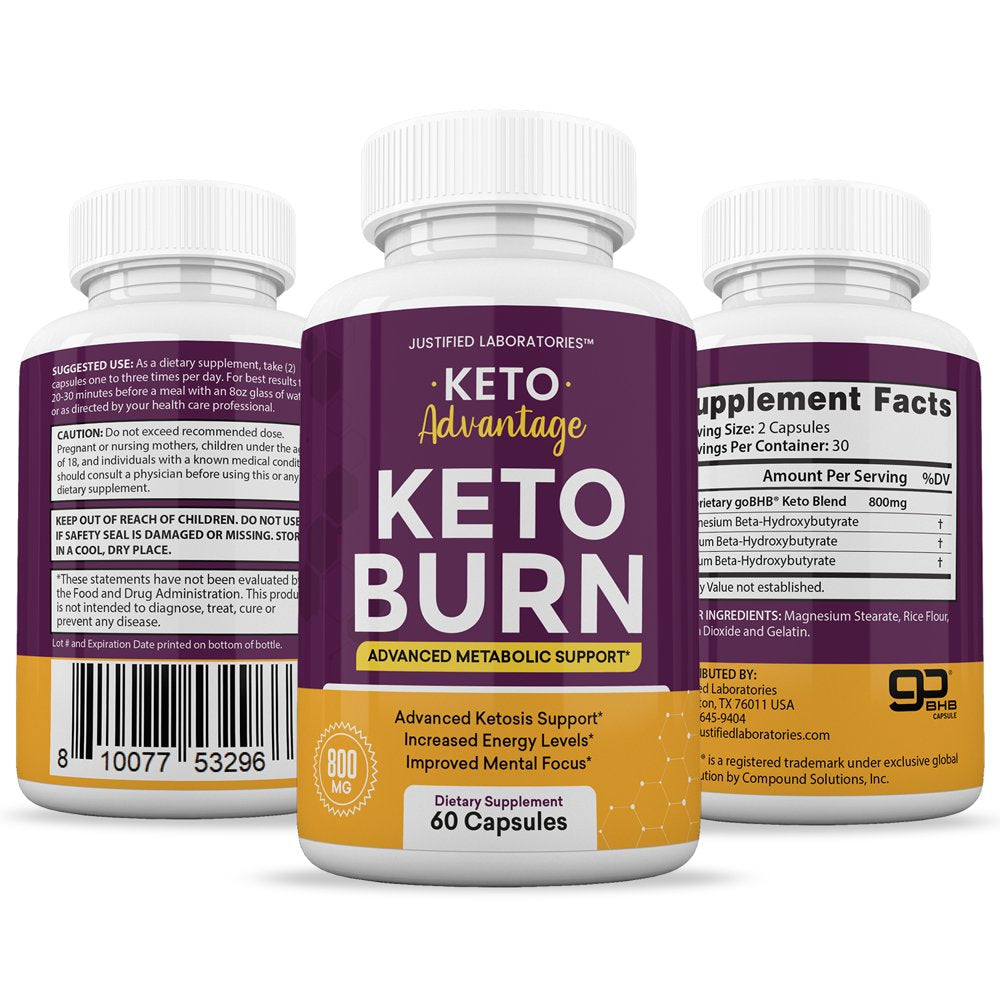 (5 Pack) Keto Advantage Keto Burn Pills Includes Apple Cider Vinegar Gobhb 300 Capsules