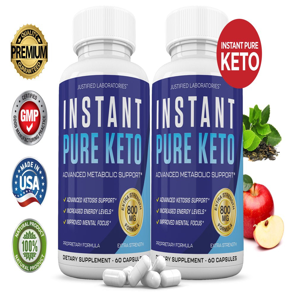 (2 Pack) Instant Pure Keto Pills Advanced BHB Boost Ketogenic Supplement 60 Capsules