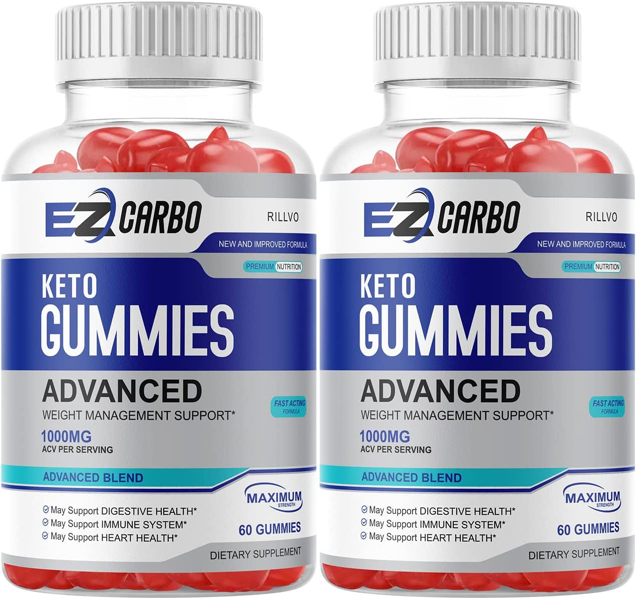 (2 Pack) EZ Carbo Keto Gummies, Ezcarbo Advanced Ketogenic Gummy Formula (120 Gummies)