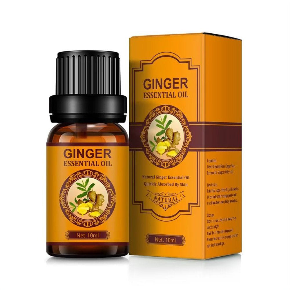 Wisdom Ginger Essential Oil, Belly Drainage Ginger Oil, Lymphatic Drainage Ginger Oil, Plant Aroma Oil Massage to Promote Blood Circulation, Care for Skin, Fat Burning, Weight Loss, 1PCS, 10ML