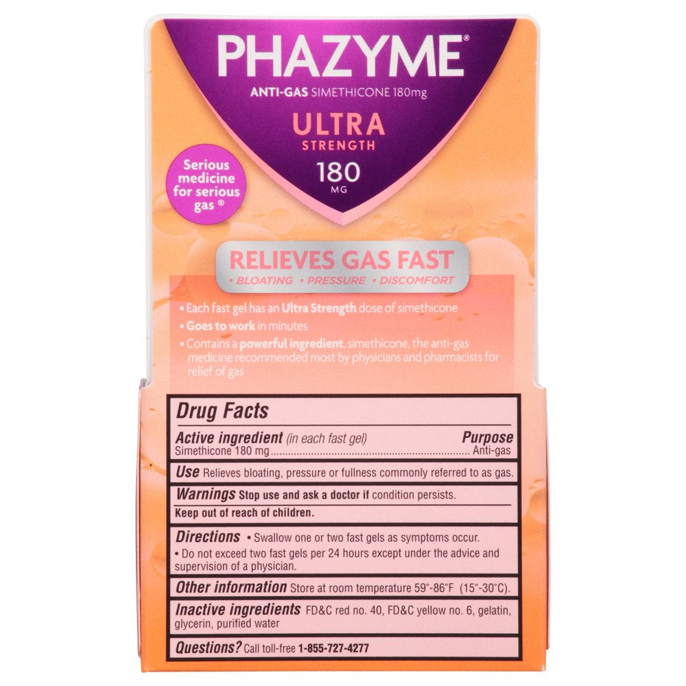 Phazyme Ultra Strength Gas & Bloating Relief, Works in Minutes, 48 Fast Gels