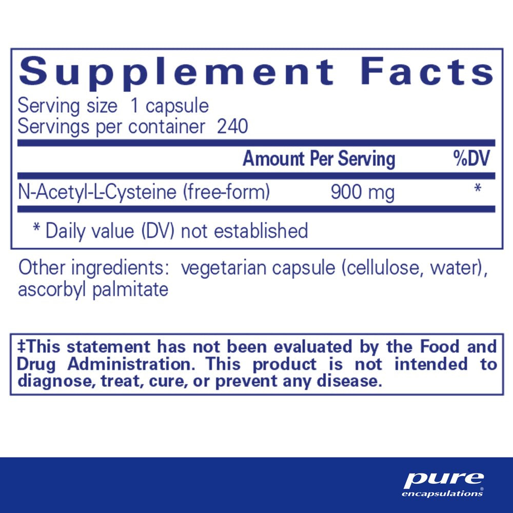 Pure Encapsulations NAC 900 Mg | N-Acetyl Cysteine Amino Acid Supplement for Lung and Immune Support, Liver, Antioxidants, and Free Radicals* | 240 Capsules