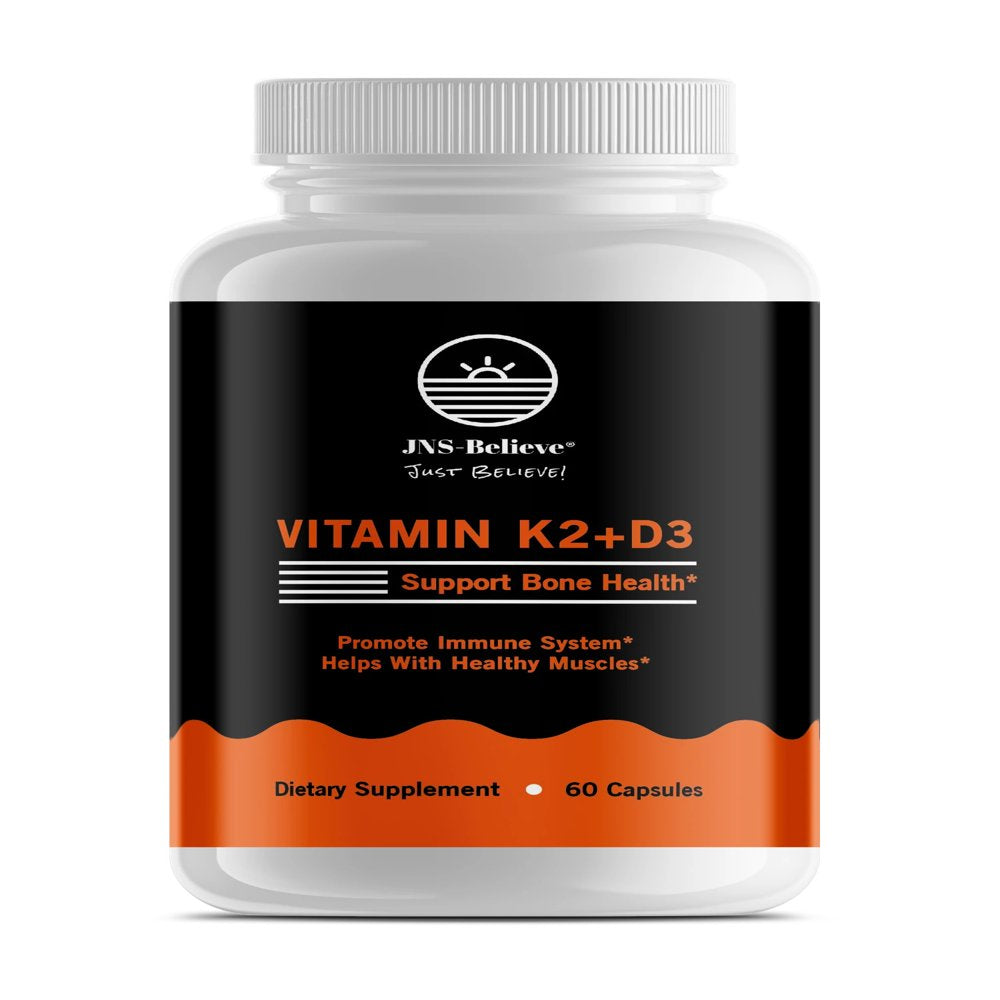 Vitamin K2 D3 (MK7) Supplement Bone Health | Support Immune System & Helps Healthy Muscles | Easy to Swallow Vitamin D3(125 Mcg) K2(100 Mcg) Complex | 60 Capsules