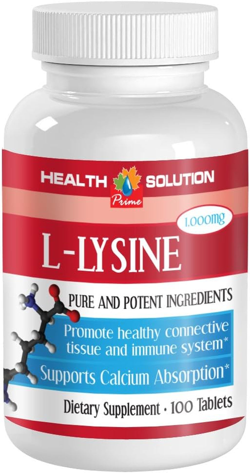 Improves Calcium Absorption Naturally - L-LYSINE Pure and Potent INGREDIANES, Immune System Booster, Supports Calcium Absorption - Vitamin C Lysine Collagen, 1B (100 Tablets)