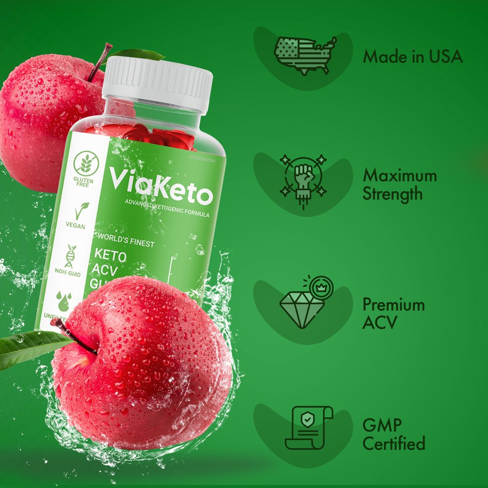 Viaketo ACV Gummies, Maximum Strength Official via Keto Apple Cider Vinegar Gummies Supplement (5 Pack)