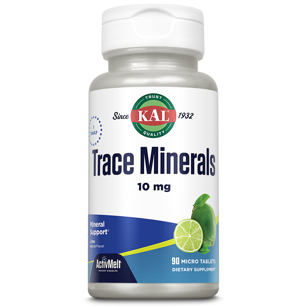 KAL Trace Minerals, 10 Mg Mineral Supplements, Natural Lime Flavor Trace Minerals Supplements, Instant Dissolve Activmelt Tablets for Optimal Trace Mineral Absorption, 90 Servings, 90 Micro Tablets