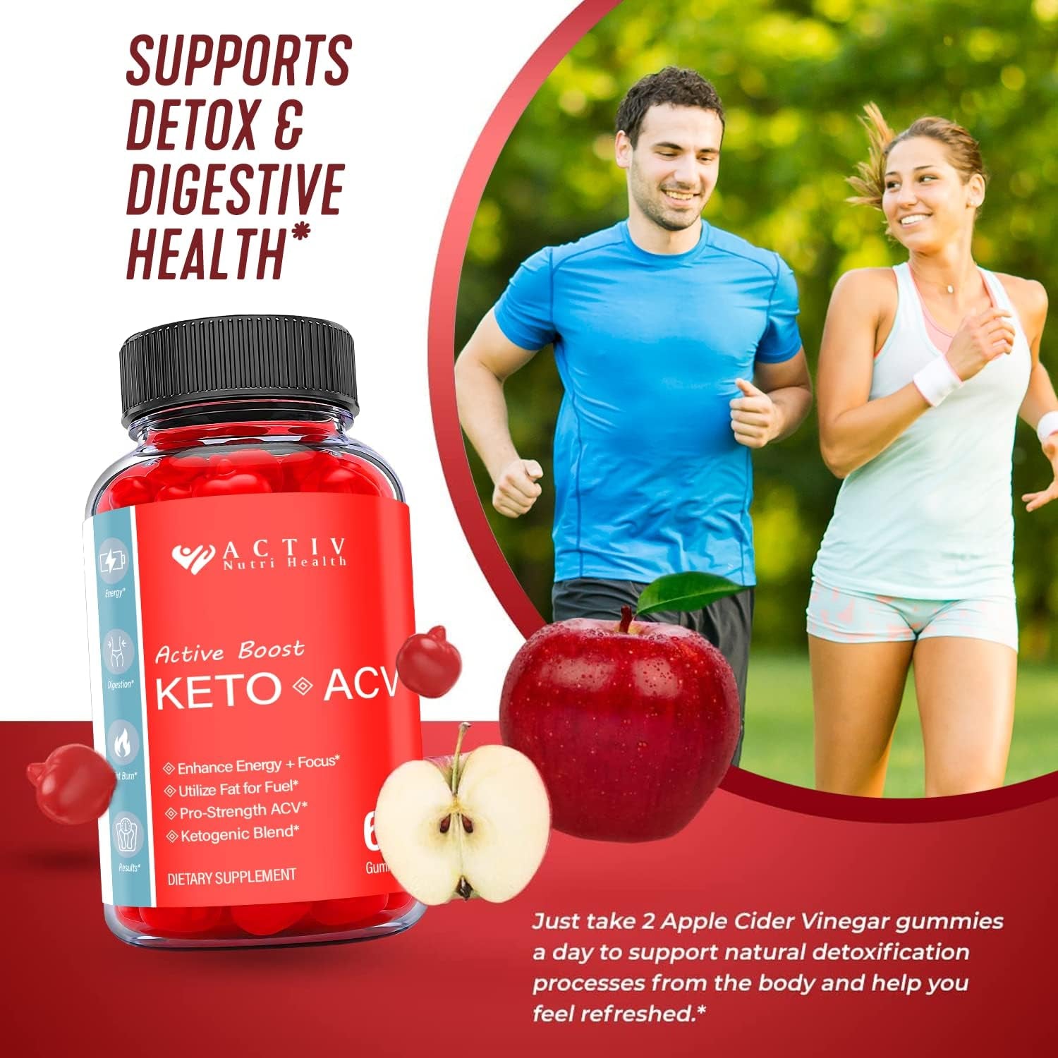 Activ Keto ACV Gummies - Vegan, Non GMO - Active Boost ACV Keto Gummies with Apple Cider Vinegar, Activ Keto Gummies with ACV for Ketosis, Advanced Formula Ketogenic (1 Pack)