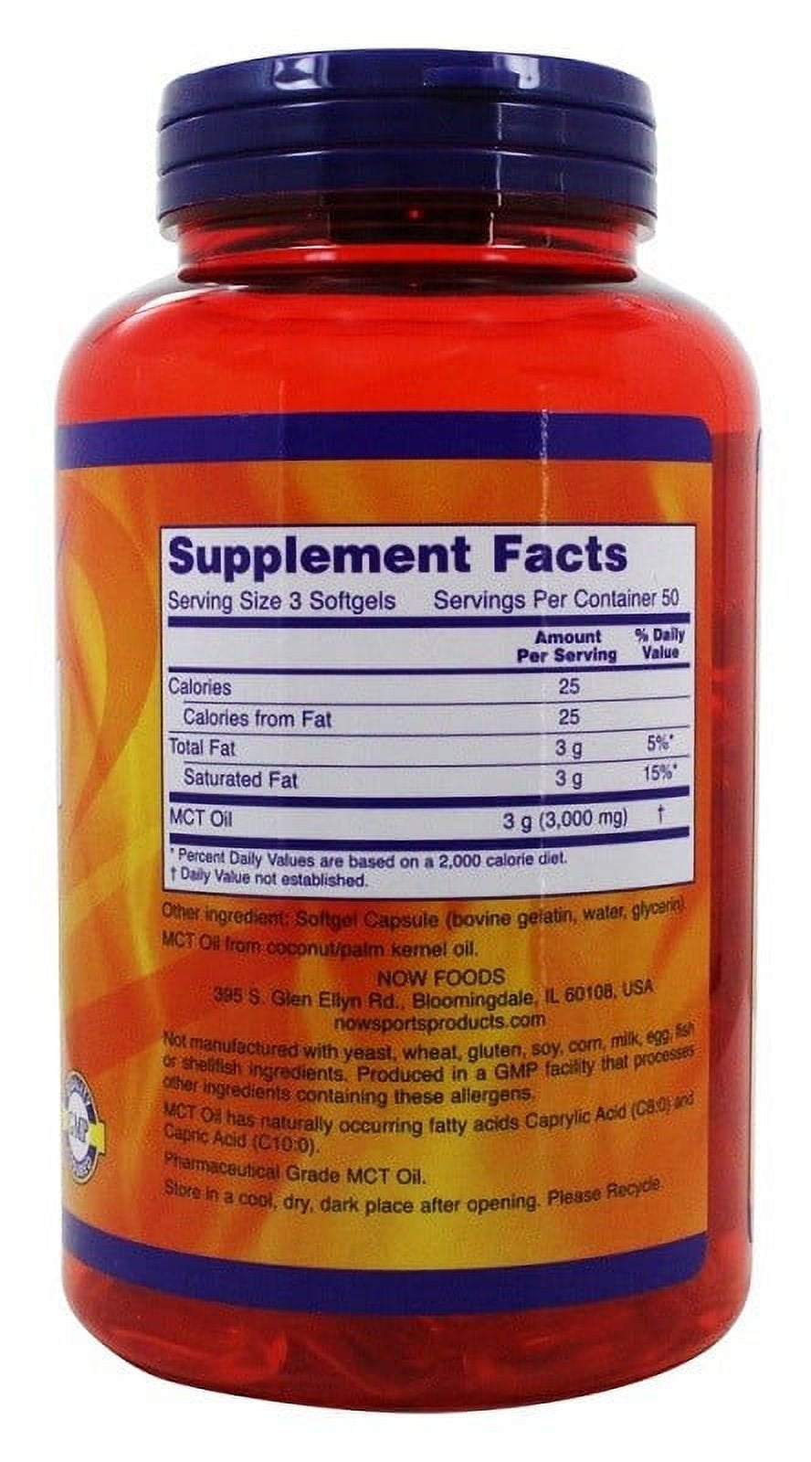 NOW Foods MCT Oil 1000 Mg, 150 Softgels-2 Pack