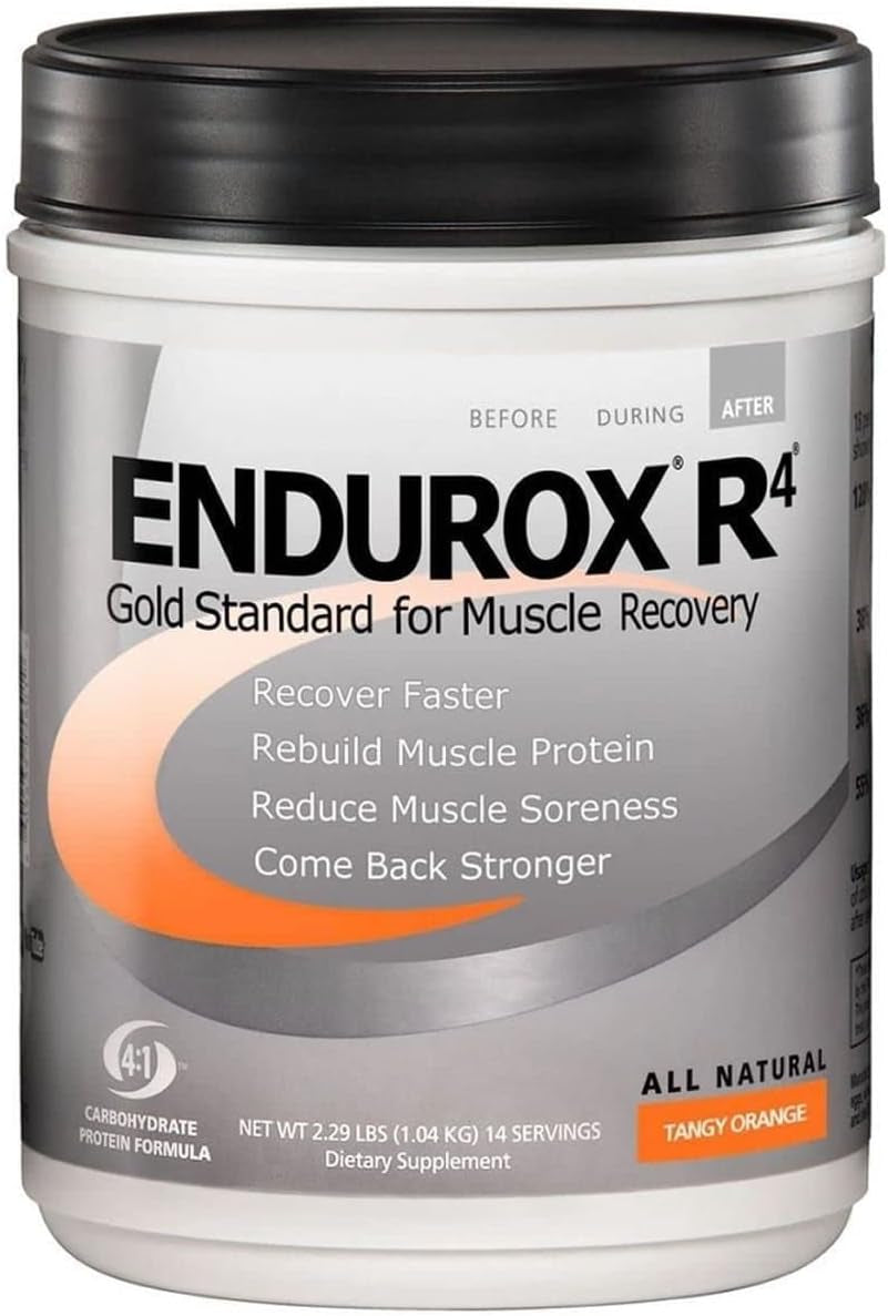 Pacifichealth Endurox R4, Post Workout Recovery Drink Mix with Protein, Carbs, Electrolytes and Antioxidants for Superior Muscle Recovery, Net Wt. 2.29 Lb, 14 Serving (Tangy Orange) with Shaker