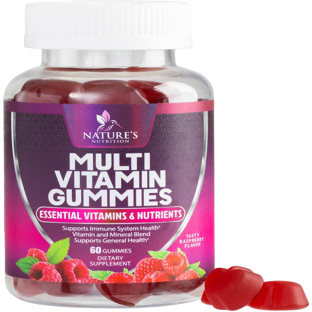 Nature'S Nutrition Adult Multivitamin Gummies with Zinc, Vitamin C, D3, B12, Biotin for Men & Women, 60 Ct.