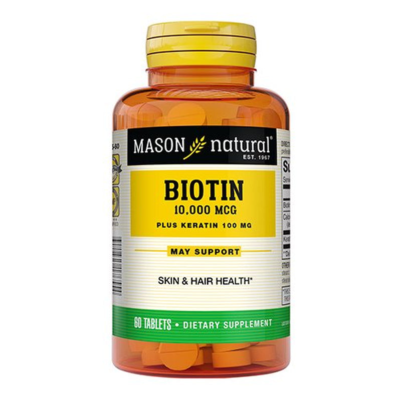Mason Natural Biotin plus Keratin 10,000 Mcg Tablets, 60 Ea