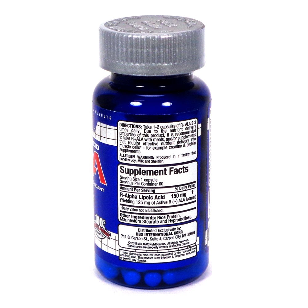 ALLMAX Nutrition, R+Alpha Lipoic Acid (Max Potency R+ALA), 150 Mg, 60 Capsules
