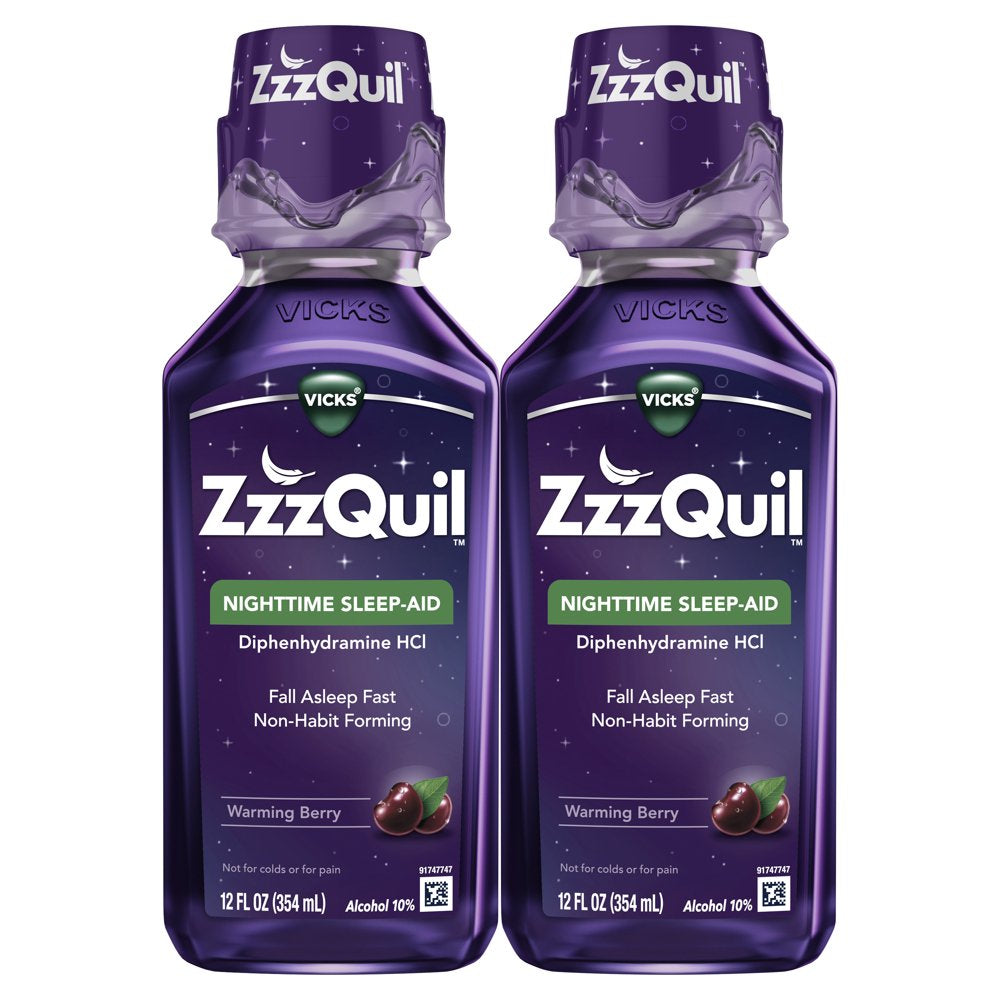 Vicks Zzzquil Night Pain, Over-The-Counter Sleep Aid Non-Habit Forming, Midnight Berry, 24 Fl Oz