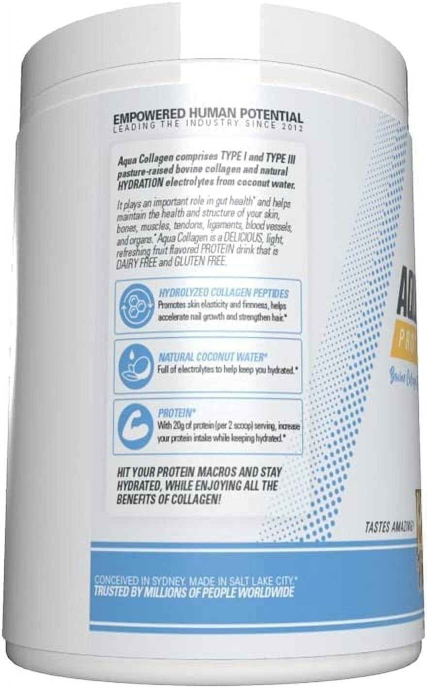 EHP Labs Aqua Hydrolyzed Collagen Peptides Powder - 10G of Protein per Serving, Hydration & Gut Health Support, Grass Fed Pasture-Raised Bovine Collagen, Type I & III, 24 Servings (Fijian Pineapple)