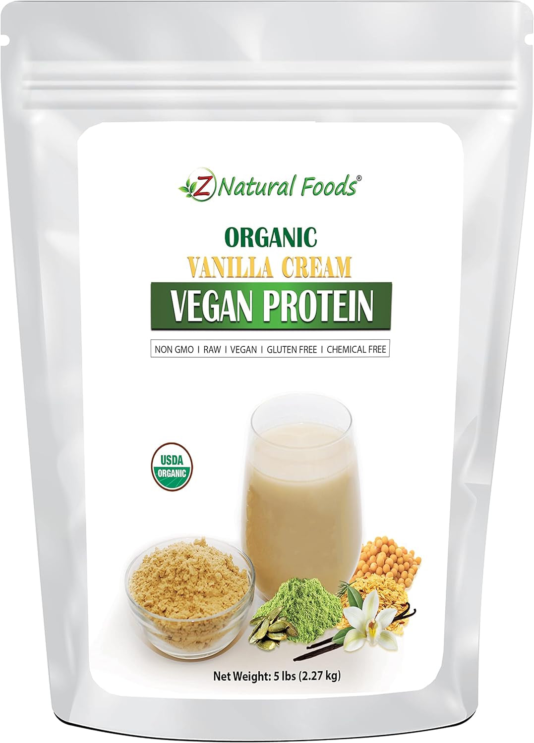 Z Natural Foods Organic Vanilla Cream Vegan Protein Powder 5 Lbs