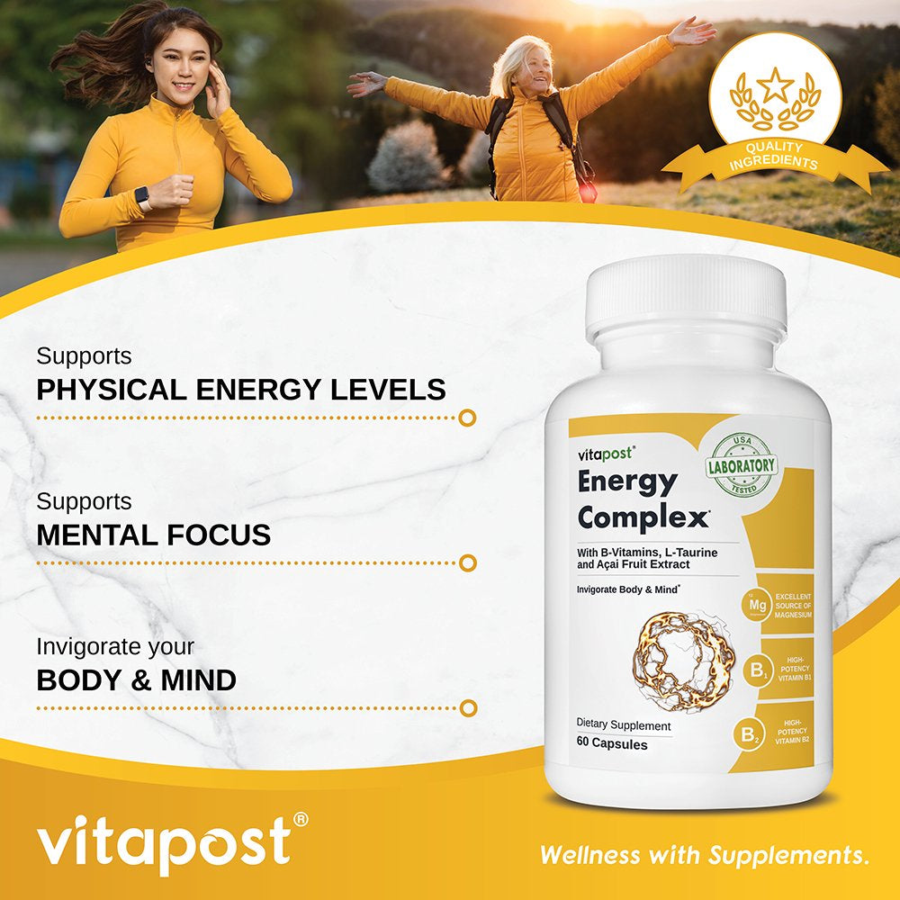 Vitapost Energy Complex Supplement with B-Vitamins, Caffeine - 60 Capsules