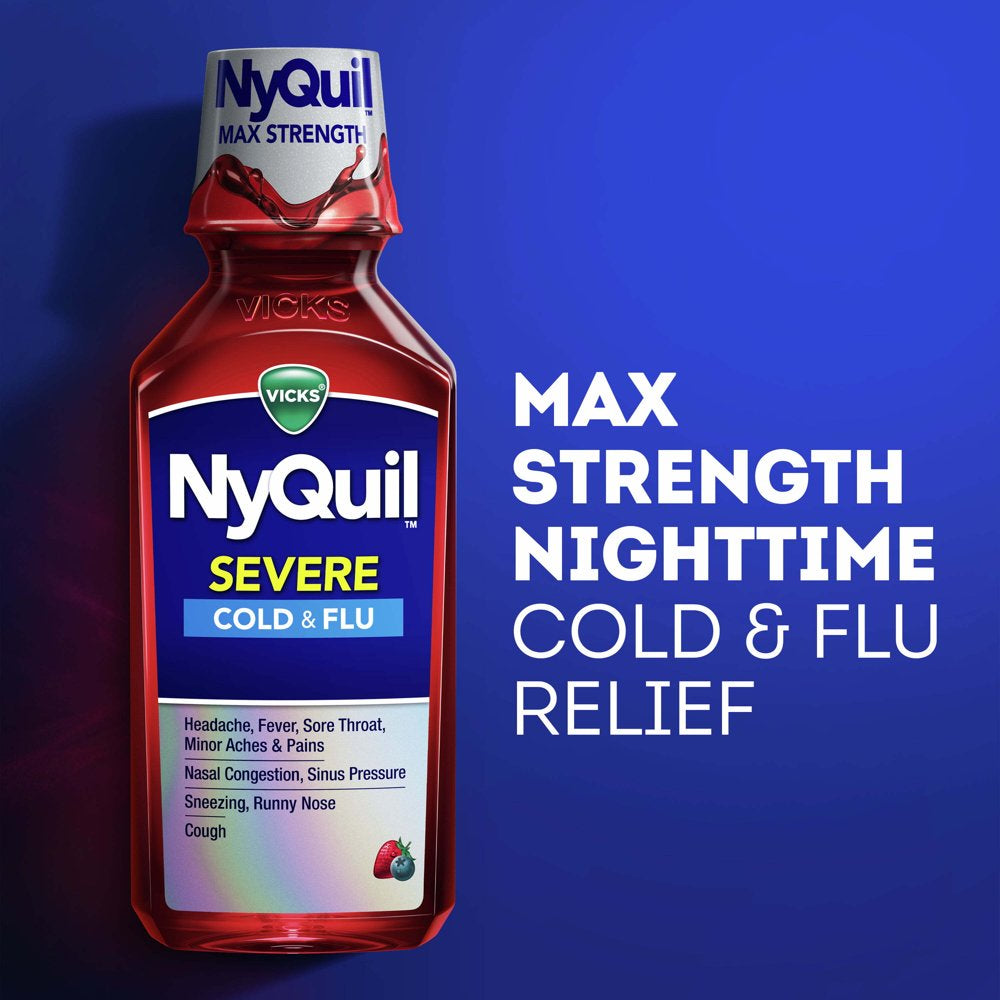 Vicks Dayquil and Nyquil Severe Cold and Flu Liquid Medicine, Over-The-Counter Medicine, 2X12 Oz