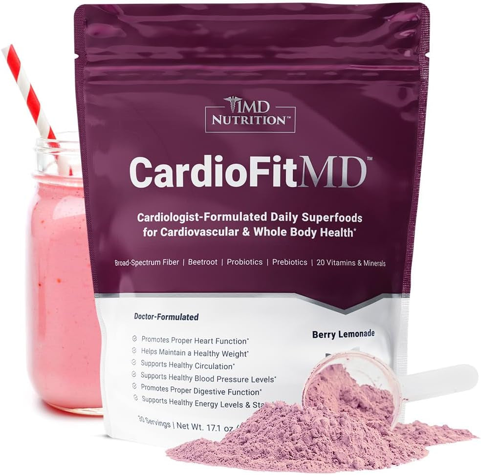 1MD Nutrition Cardiofitmd - Vegan Beets Superfood Keto-Friendly Heart Health Powder - High Fiber Nutritional Supplement Drink - 30 Servings