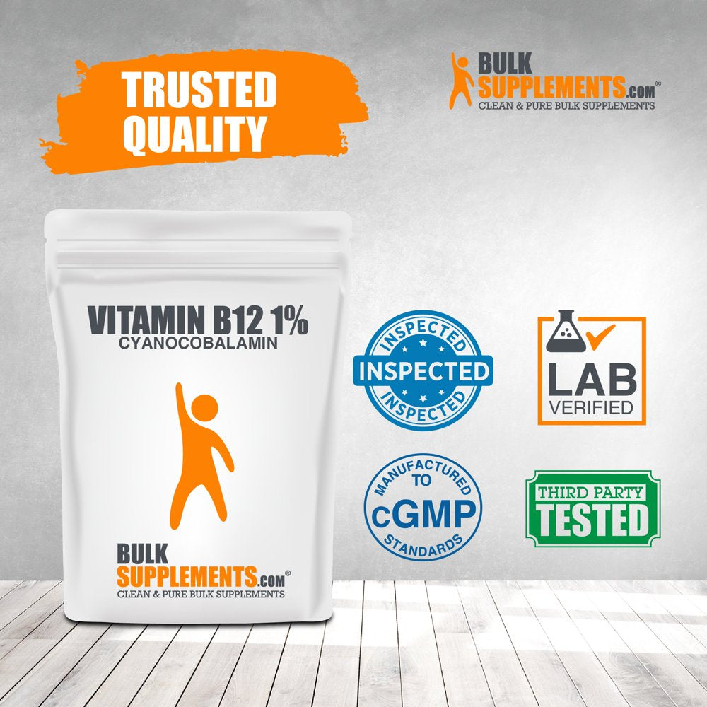 Bulksupplements.Com Vitamin B12 1% (Cyanocobalamin) Powder, 20Mg - Nerve Heath - Energy Production (50G - 2500 Servings)