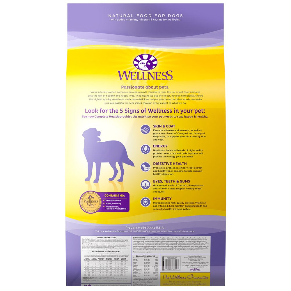 Wellness Complete Health Natural Dry Healthy Weight Dog Food, Chicken & Peas, 26-Pound Bag