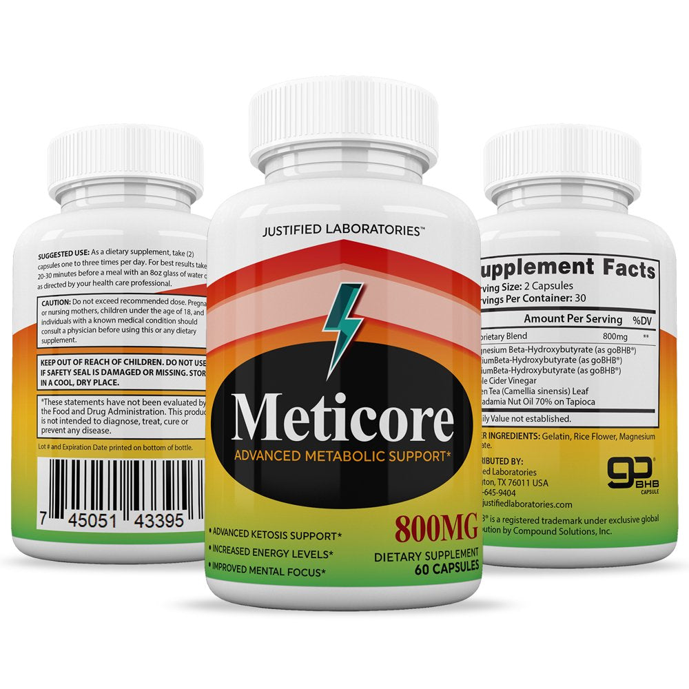 (5 Pack) Meticore Keto Pills Ketogenic Supplement Includes Gobhb Apple Cider Vinegar Macadamia Nut Oil and Green Tea Advanced Ketosis Support for Men Women 300 Capsules