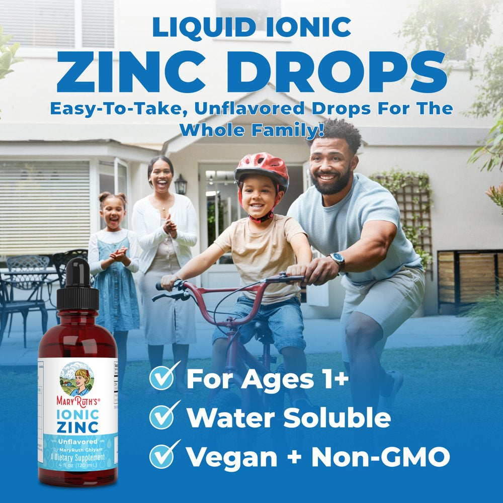 Zinc Supplements for Immune Support | Ionic Zinc for Kids & Adults | Liquid Zinc Supplement | 40 Day Supply | Zinc Sulfate | Skin Care Supplement | Vegan | Gluten Free | Glycerin Based | 4 Oz