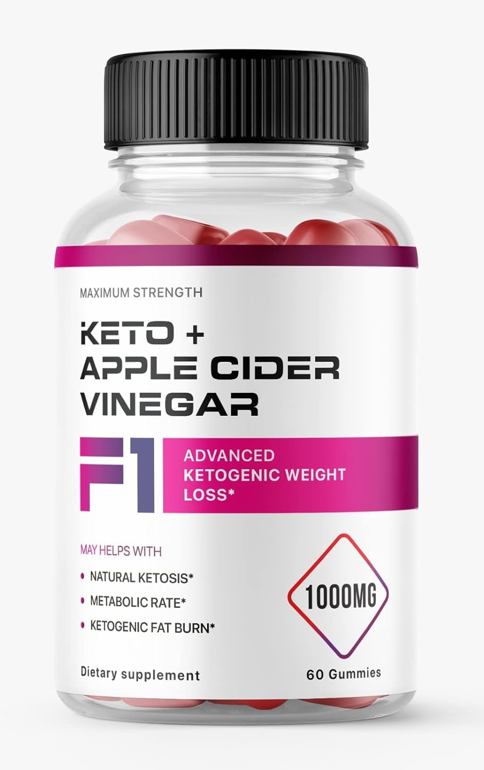 Zonata F1 Keto ACV Gummies, F1 Keto Apple Cider Vinegar, 60 Count, 1 Month Supply