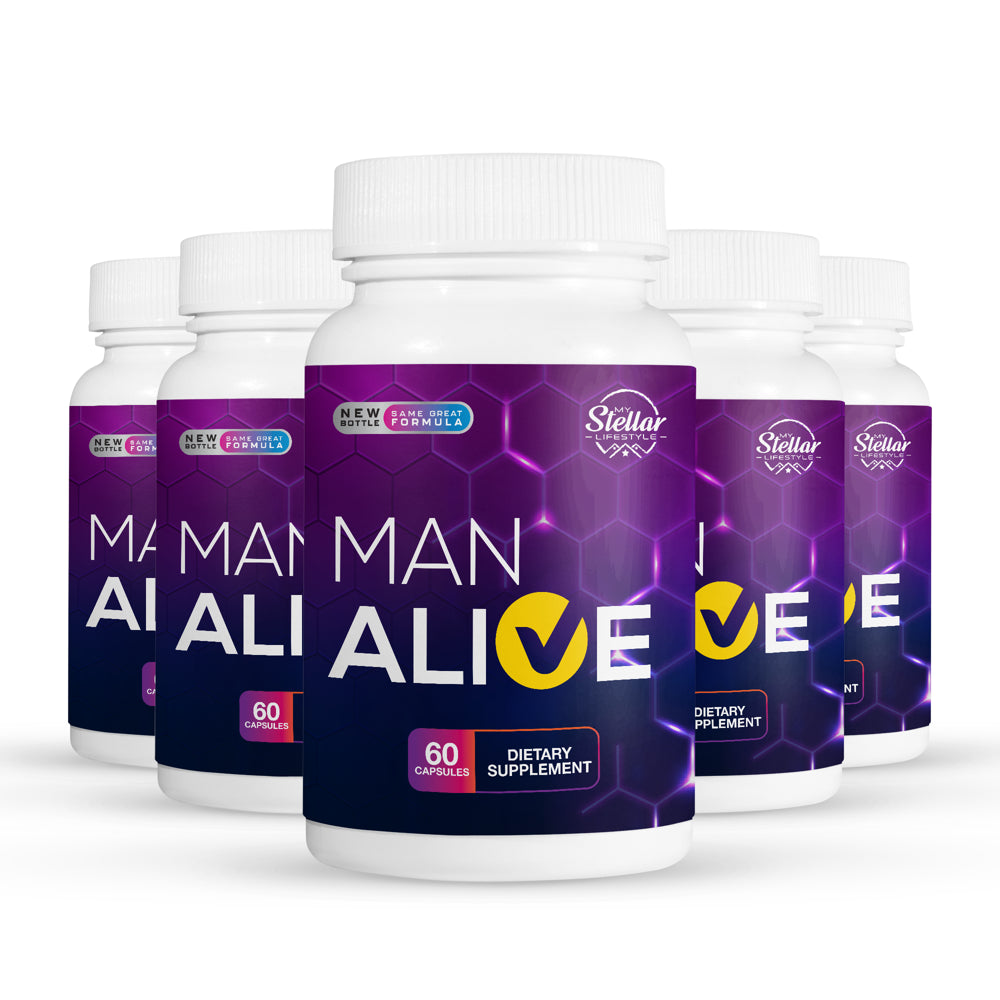 5 Pack Man Alive, Stamina Libido Vitality Pills for Men-60 Capsules X5