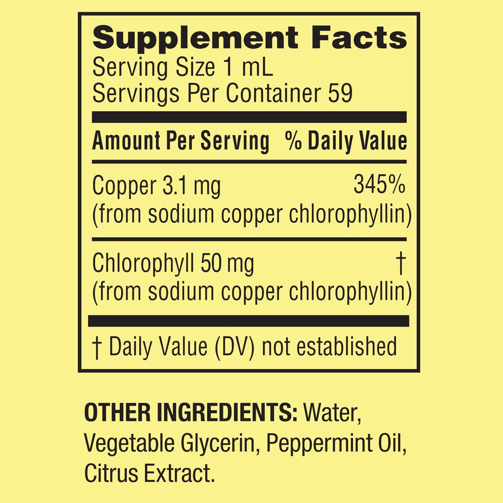 Spring Valley Fast Acting Chlorophyll Digestive Health Dietary Supplement Liquid, Peppermint, 50 Mg, 2 Fl Oz