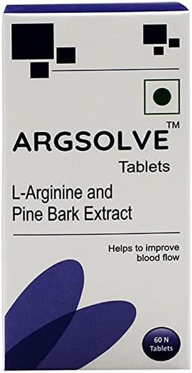 Metrol ARGSOLVE (60 Tablets) | L-Arginine(1000Mg) and Pine Bark Extract |