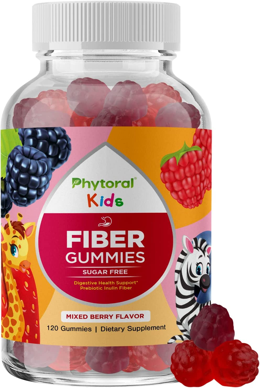 Sugar Free Fiber Gummies for Kids - Delicious and Nutritious Kids Fiber Gummies Sugar Free Supplement for Digestive and Immune Support - Non GMO Vegan Kosher Gluten Free Fiber Supplement Gummies