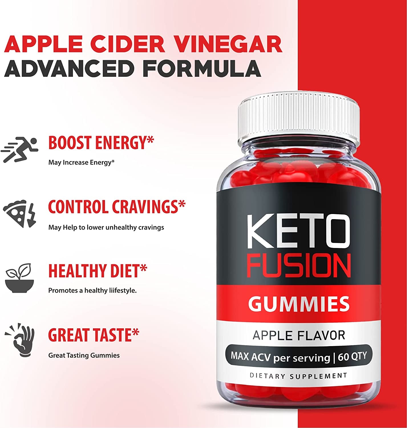 (2 Pack) Keto Fusion Gummies - Official Formula, Vegan - Keto Fusion ACV Gummies Advanced Weight Apple Loss Cider, Fusion Keto Gummies Apple Cider Vinegar, Vitamin B12, Beet Root Juice (120 Gummies)