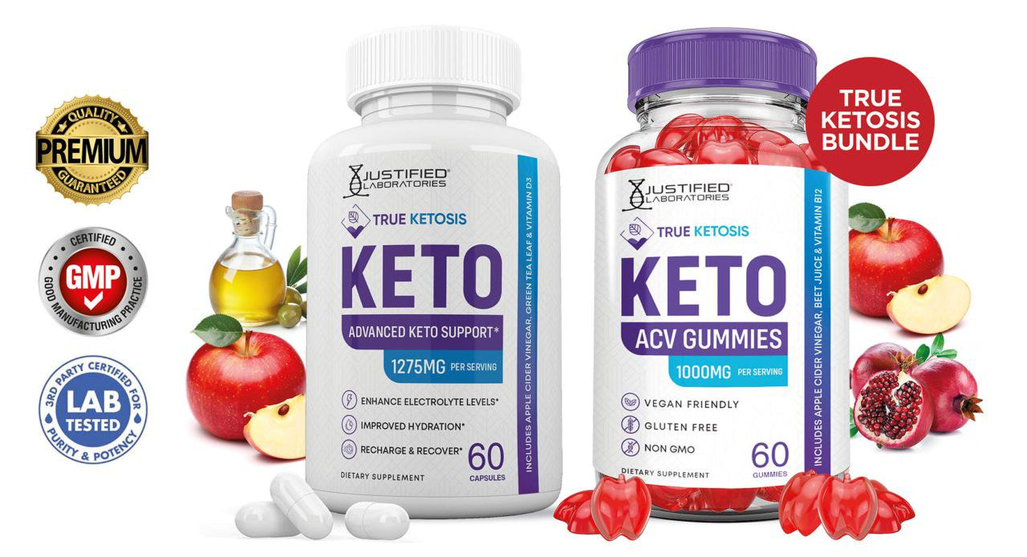 True Ketosis Keto ACV Gummies 1000Mg & Keto ACV Pills 1275MG Bundle