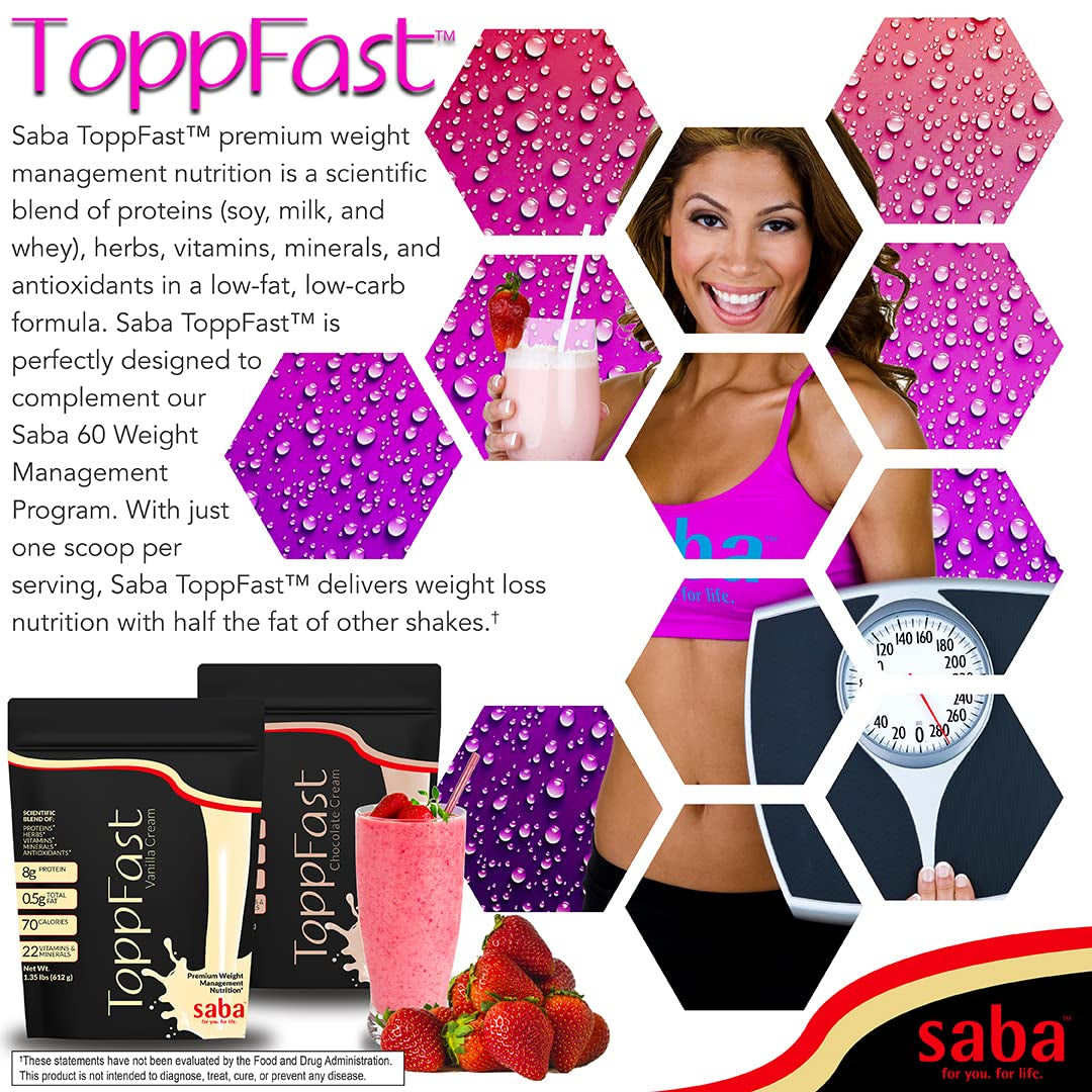 Saba Toppfast™ Nutritional Shake -Scientific Blend of Proteins, Herbs, Vitamins, Minerals, & Antioxidants -30 Servings