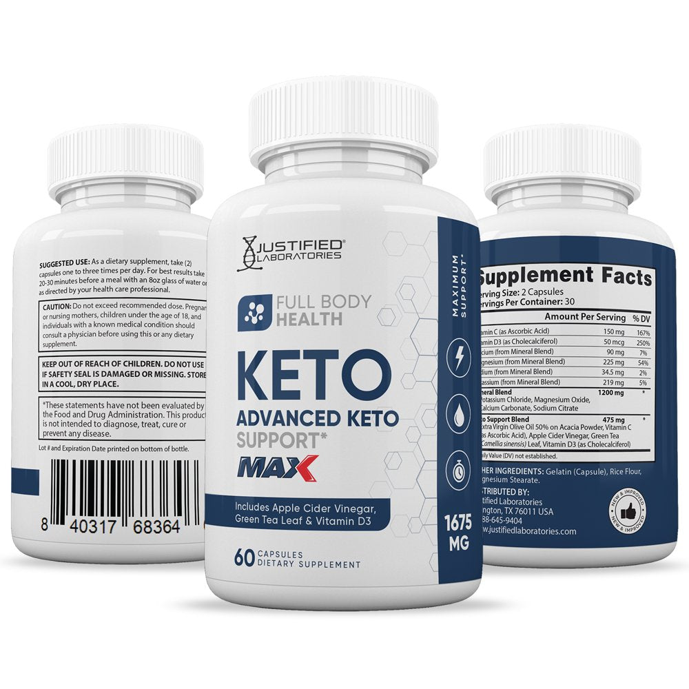 (5 Pack) Full Body Health Keto ACV MAX Pills 1675Mg Alternative to Gummies Dietary Supplement 300 Capsules