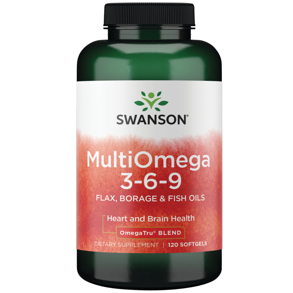 Swanson Multiomega 3-6-9 - Non-Gmo Flax Oil, Borage Oil, and Fish Oil Capsules - Essential Fatty Acids Supporting Cardiovascular Health and Brain Health - (120 Softgels, 2400Mg Serving)