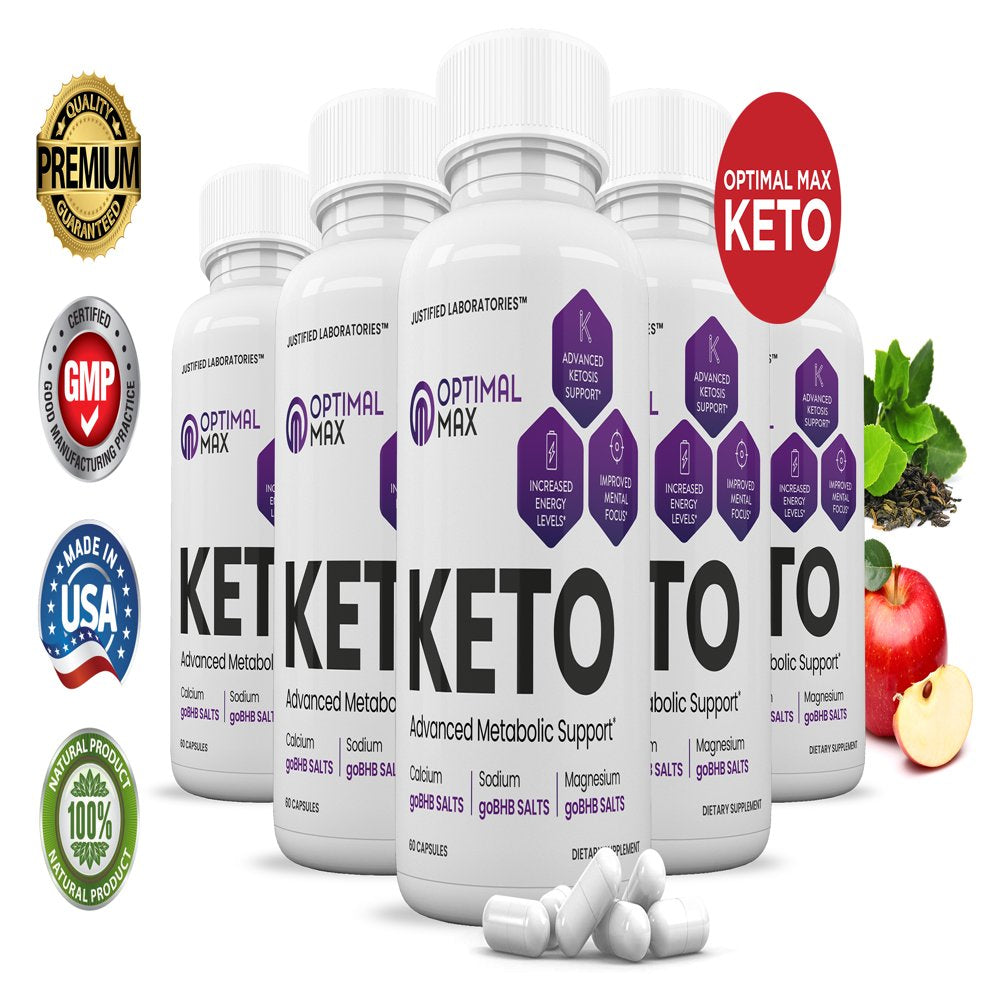 (5 Pack) Optimal Max Keto Pills Includes Apple Cider Vinegar Gobhb® 300 Capsules