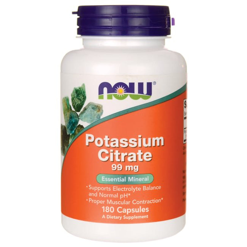 NOW Supplements, Potassium Citrate 99 Mg, Supports Electrolyte Balance and Normal Ph*, Essential Mineral, 180 Veg Capsules