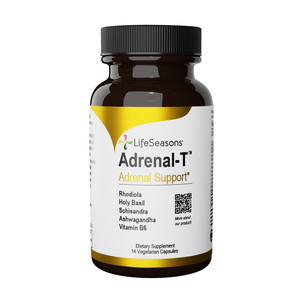 Lifeseasons - Adrenal-T - Adrenal Fatigue Support Supplement - Helps Lower Cortisol - Avoid Burnout - Aids Stress Management - Energizing - with Ashwagandha Adaptogens - 14 Capsules