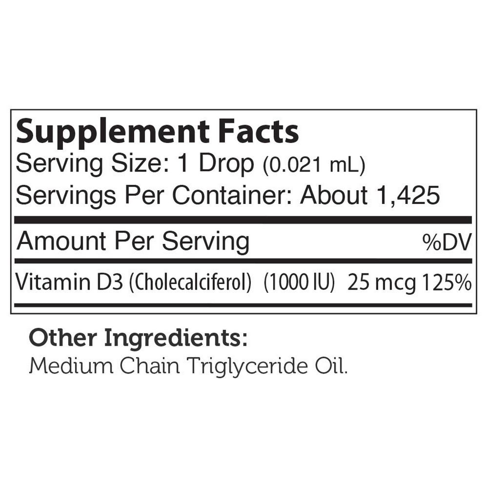 Vitamin D3, Advanced D3 Formula, 25Mcg (1,000 IU), 1 Fl Oz (30 Ml), Zahler