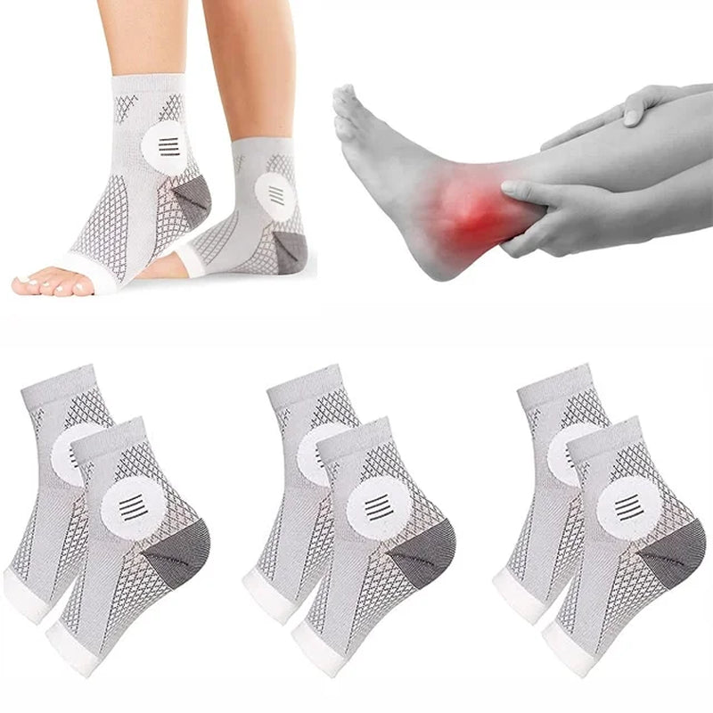 3 Pairs Neuropathy Socks - Peripheral Neuritis Compression Diabetic Toeless Foot Sleeves for for Men and Women(White-Xl)