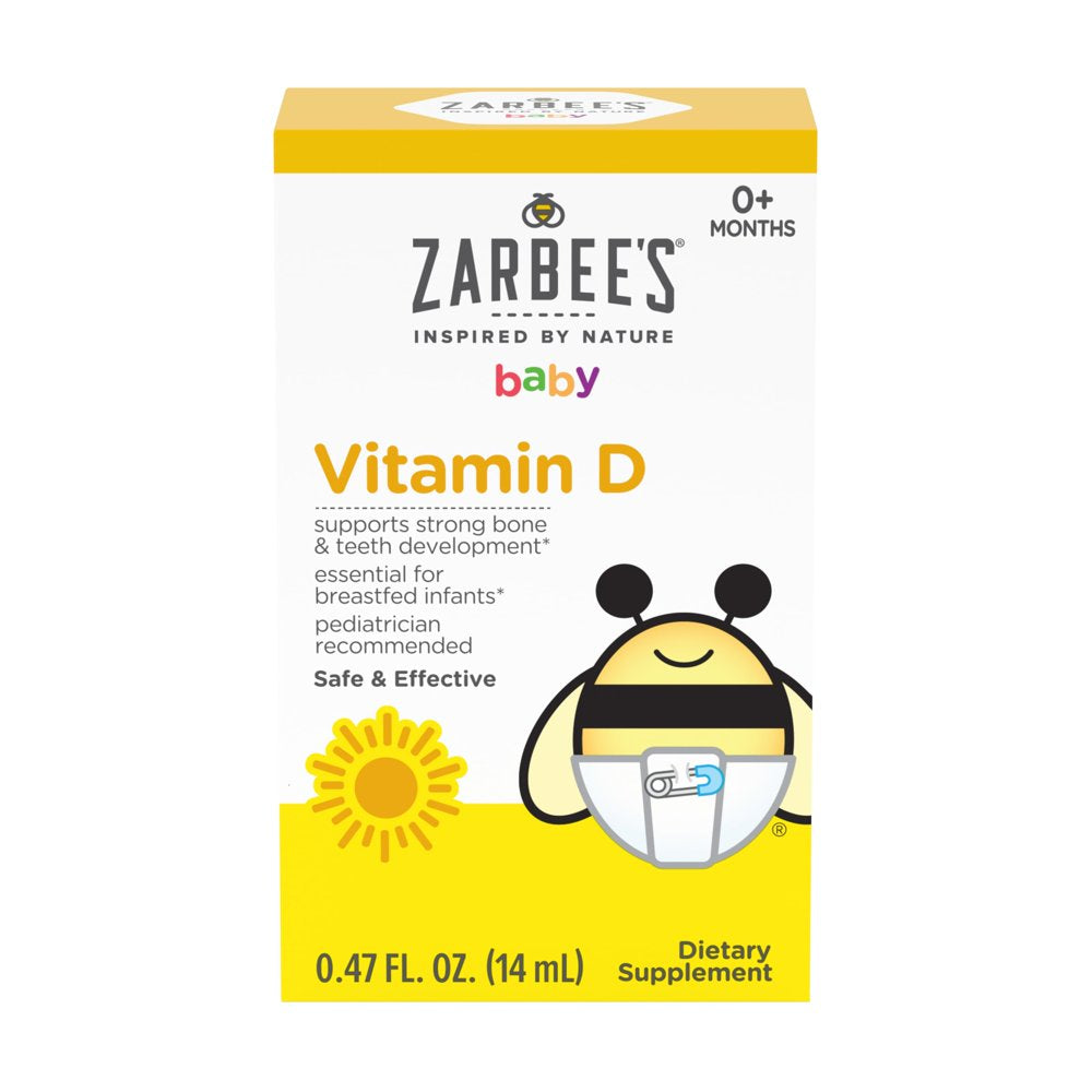 Zarbee'S Baby Vitamin D Supplement, Baby Vitamin D Drops for Infants, Drug-Free, 0.47 Fl Oz