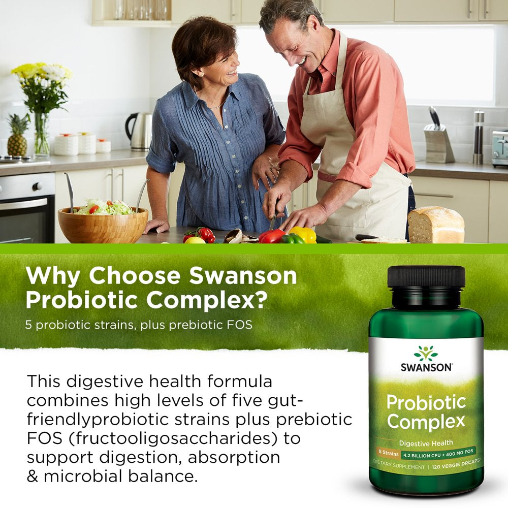 Swanson Probiotic Complex Vegetable Capsules, 4 Billion Cfu, 120 Count