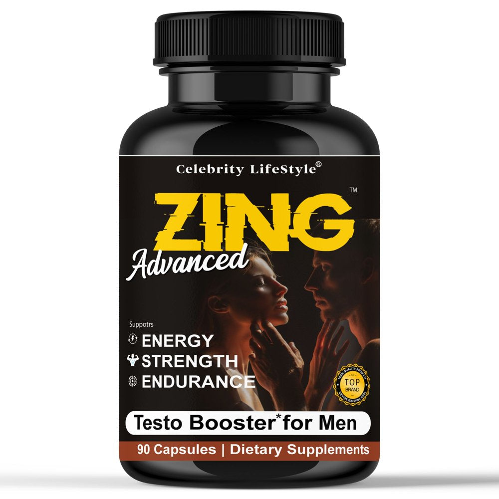 Zing Testosterone Booster for Men & Libido Booster, Enhances Strength Performance Mood Booster 90 Caps